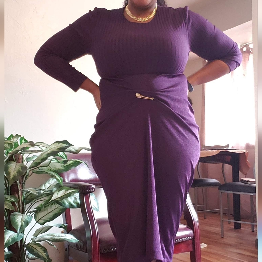 Vintage knit long sleeve maxi dress